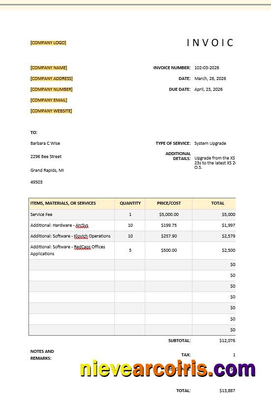 Basic IT Invoice